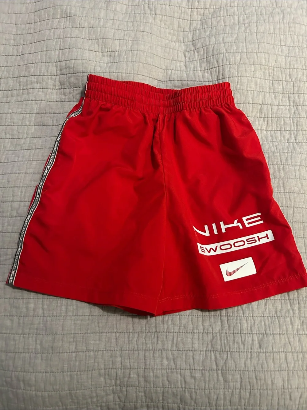 Nike Red Swoosh Graphic Athletic Shorts - Kids